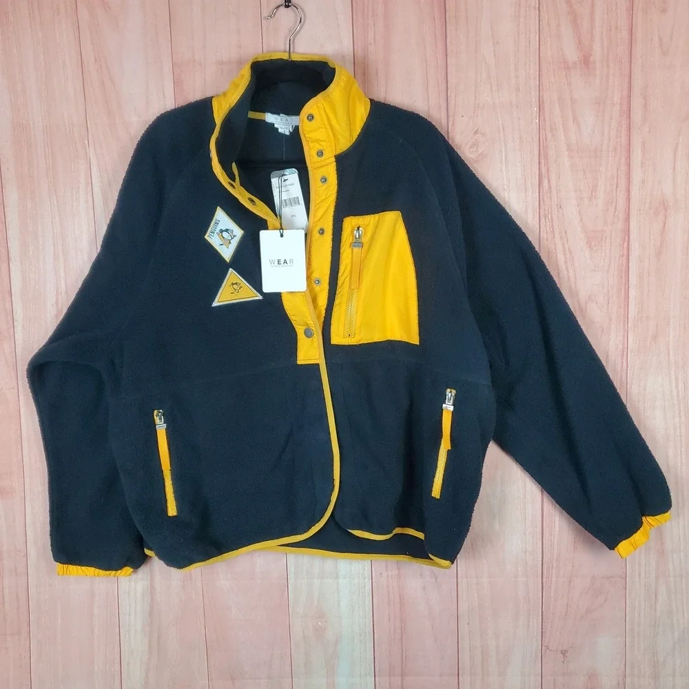 WEAR by Erin Andrews Pittsburgh Womens Fleece Jacket‎ 2XL Black Raglan Sleeve